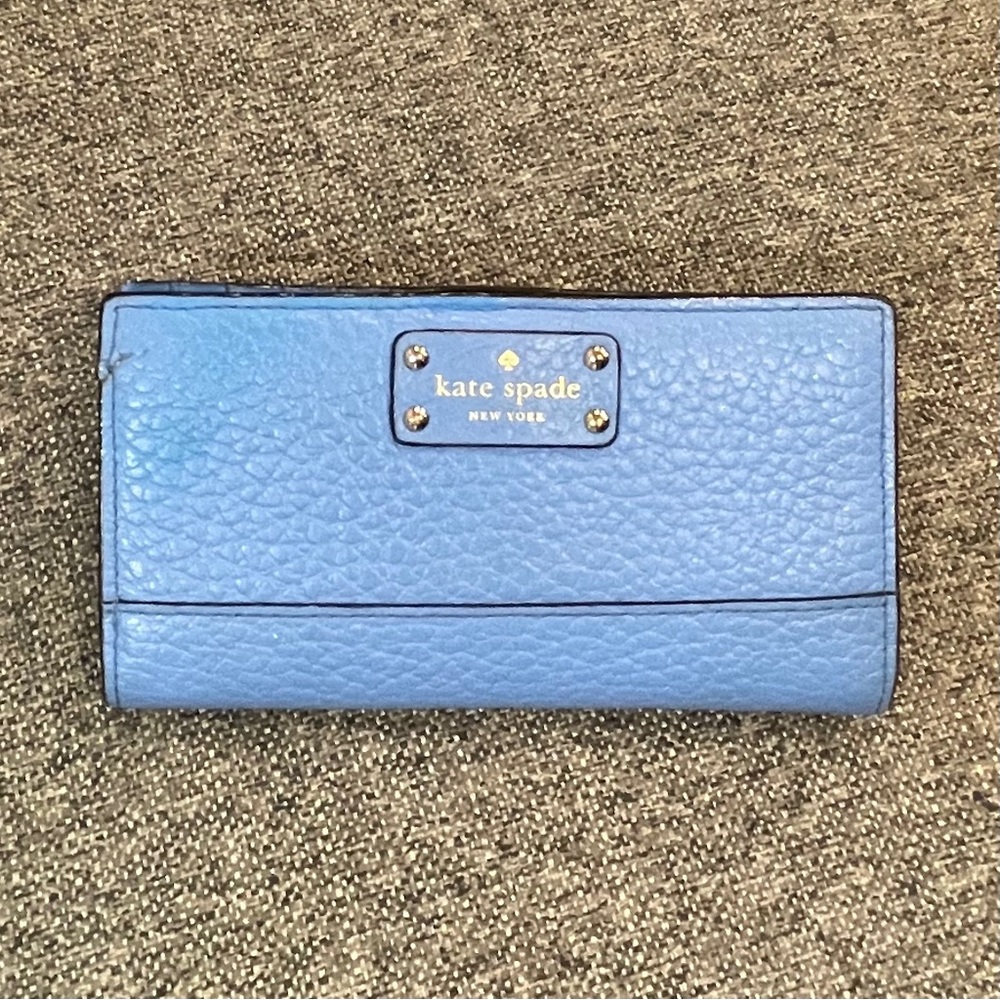 Kate Spade Stacy Bay Street Bifold Leather Wallet color Alice blue
